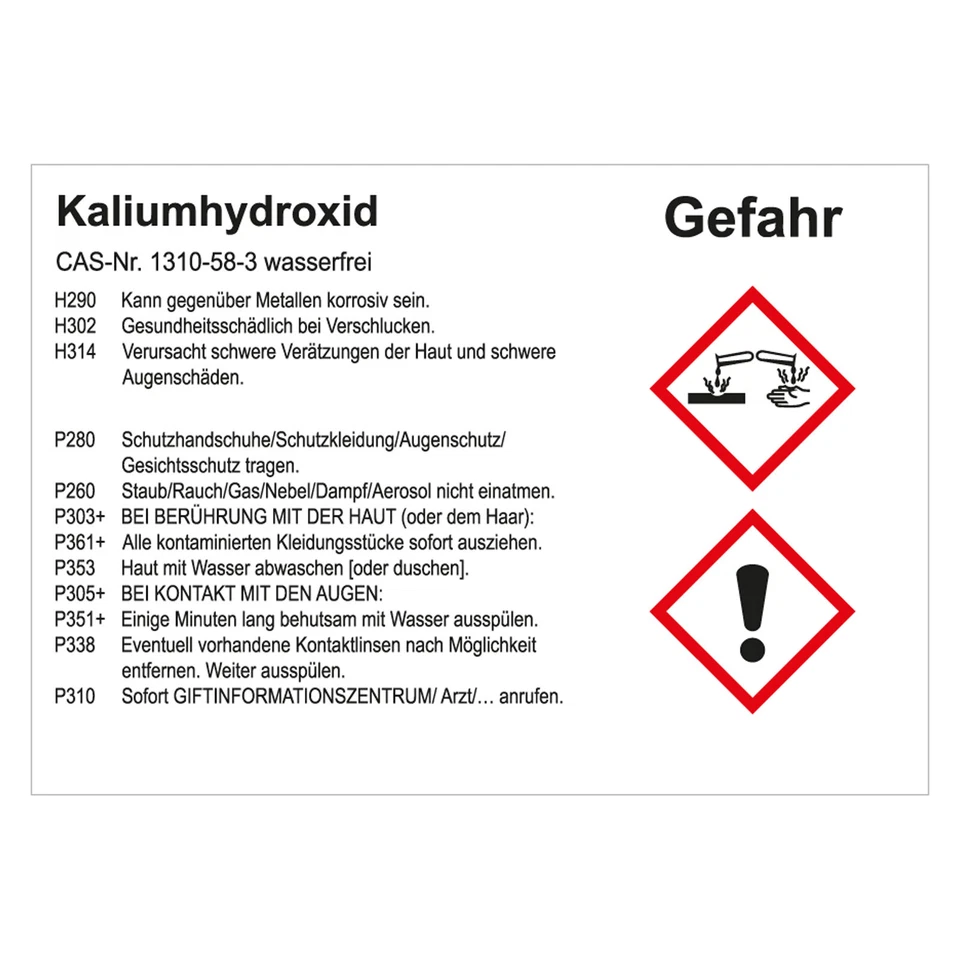 GHS Aufkleber Gefahrstoffetikett Kaliumhydroxid Folie 105x74 mm 100 Stück/Rolle - Bild 1 von 1