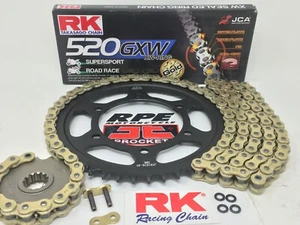 2009-17 Yamaha FZ6R RK XRE 520 X-Ring Racing Chain and Sprockets Kit Gold - Silv - Picture 1 of 8
