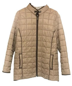 M&S Lightweight High Neck QUILTED JACKET ~ Size Uk 16 Light Brown - Picture 1 of 11