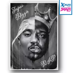 2 Pac Tupac Biggie Smalls R.I.P Rap Póster Arte Impresión GRANDE TAMAÑO A4 A3 LAMINADO - Imagen 1 de 9