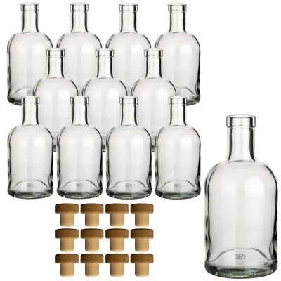 12 x Glasflasche 500 ml "Klassik" mit Holzgriffkorken - Leere Flasche 0,5 Liter - Bild 1 von 4
