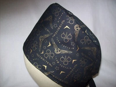 Men/Women Surgical Scrub Cap Lined HP Black and Gold - Image 1 of 3