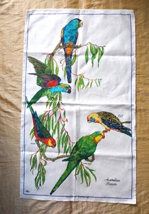 Australian Parrots Tea Towel Ross Linen Blend 18.5" x 31.5" Kitchen Textiles - Picture 1 of 17