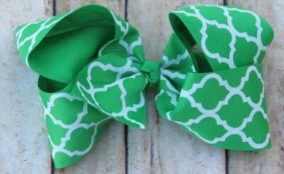 Moño de pelo Quatrefoil rosa verde azul marino azul claro 6" Foto 1 de 2