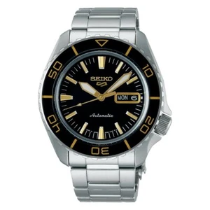 Seiko 5 Sports SBSA261 Men Watch Japan Black x Gold Automatic Mechanical Diver - Picture 1 of 8