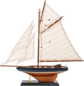 15" Wooden Sailboat Decor Classic Columbia America'S Cup Ship Model Nautical Yac - Picture 1 of 7