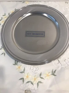 Guy Degrenne France 12.75” Round Platter Tray Normandie 18/10 Stainless Steel - Picture 1 of 4