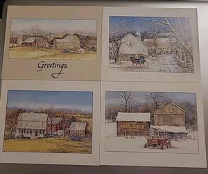 Lotto di 4 acquerelli vintage biglietti di auguri di Barry D. Richardson - Foto 1 di 11