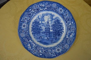 "LIBERTY BLUE - Independence Hall" Staffordshire Teller 10", England - Bild 1 von 5