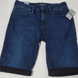 Mavi Jeans Womens Karly Mid-Rise Cuffed Dark Wash Denim Bermuda Shorts Size 27 - Picture 1 of 12