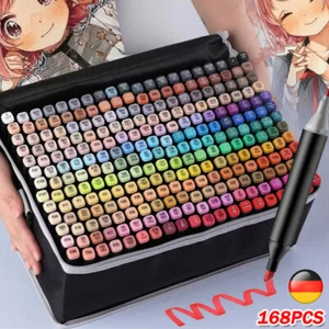 168 Farbe Marker Stifte Set Permanent Pen Für Graffiti Sketch DIY Dual Pen NEU - Bild 1 von 18