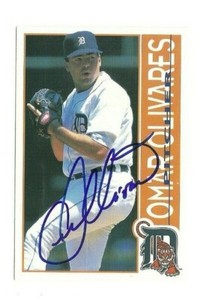 Omar Oliveras 1996 Hebrew National Detroit Tigers auto autographed signed card 
