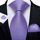 Men Purple Necktie Business Silk Tie Pocket Square Set Office Wedding Party Ties