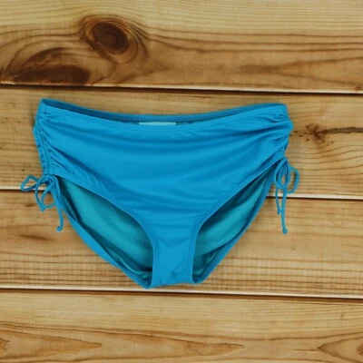 Pantalones de natación Beach House para mujer talla 14 azules acanalados tiro medio lazos laterales elásticos Foto 1 de 4