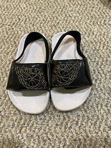 Air Jordan Little Boy's Sandals Black & White Slip on Size 10