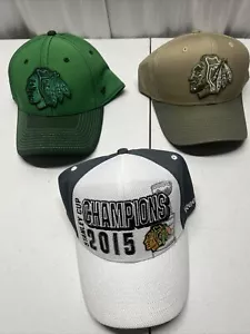 3 campeones de la Copa NHL Chicago Blackhawks 2015, sombreros Blackhawks bronceados y verdes - Imagen 1 de 9