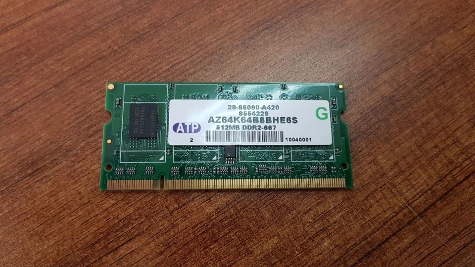 LOT OF 2 PCS. ATP AZ64K64B8BHE6S 512MB DDR2-667 UNBUFFERED NON ECC SO-DIMM - Image 1 of 1