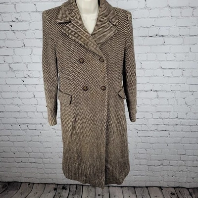 Abrigo de Colección Michael Kors Marrón Mezcla de Lana Forrado en Espiga Guisante Hecho en Italia Talla 6 Foto 1 de 4