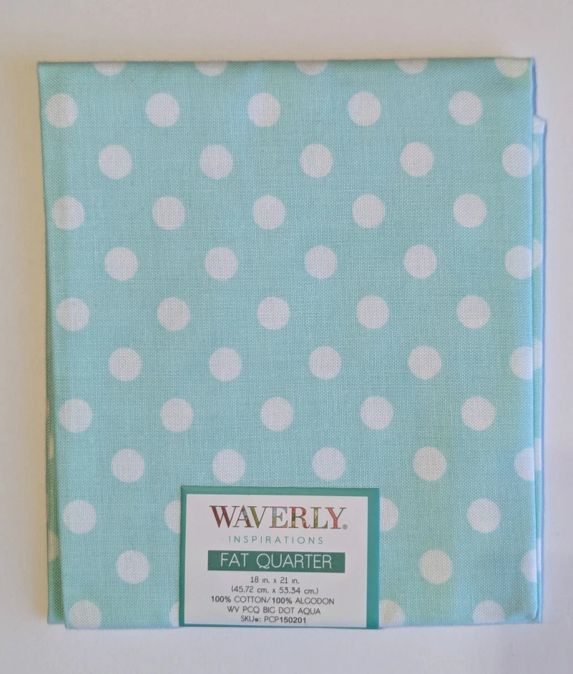 Waverly BIG DOT AQUA 18 x 21" Fat Quarter tela de algodón acolchado lunares Foto 1 de 1