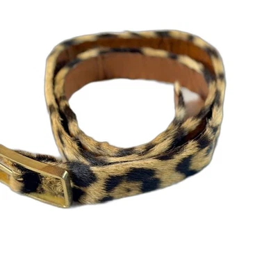 Cinturón de pelo de becerro de leopardo vagabundo vintage talla 28 hebilla de latón piel Foto 1 de 4