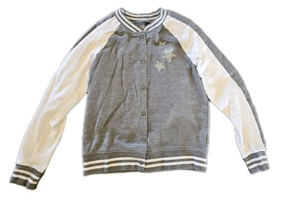 Justice "Dreamer"  Girls Button Up Jacket Size 12/14 Grey And White - Image 1 of 4