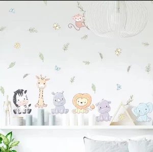 Zoo Animal Wall Sticker For Child Bed Room Living Room Door Wardrobe - Picture 1 of 7