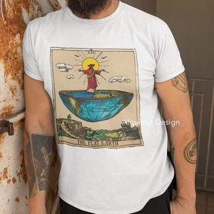 The Flat Earth Tarot Card Shirt, Conspiracy Theories - Picture 1 of 18