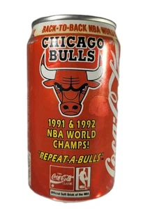 Chicago Bulls 1991 & 1992 NBA World Champs Factory Sealed Empty Coca Cola Can - Bild 1 von 9