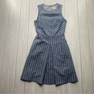J, Crew Damen Chambray blau & weiß gestreift Faltenrock Etuikleid Größe 00 - Bild 1 von 11