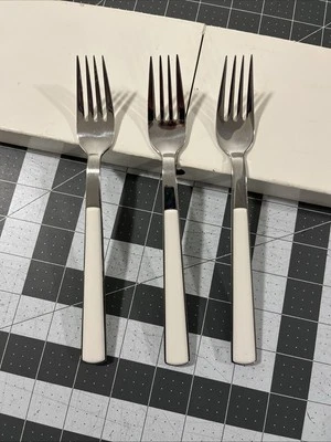 WMF Cromargan Torino (3) Dinner Forks White Handle 18/10 Stainless Flatware - Image 1 of 4