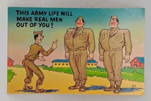 1940s WW2 Military Comic Postcard Plastichrome Unposted - Picture 1 of 2