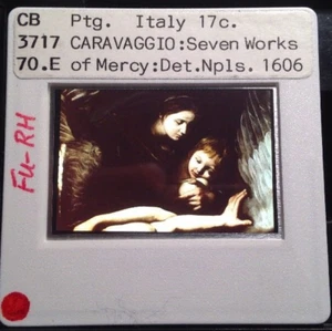 Caravaggio "Seven Works Of Mercy 1606" Italian Baroque Art 35mm Glass Slide - Picture 1 of 3