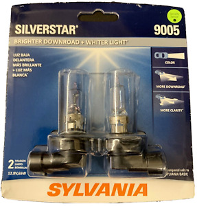 Sylvania 9005 SilverStar Brighter Downroad+Whiter Light Headlight Bulbs, 2 Bulbs