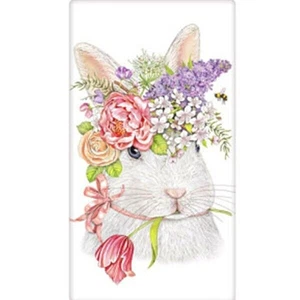 Mary Lake-Thompson Conejo Blanco Flor Corona Saco de Harina Toalla de Cocina Bolsada - Imagen 1 de 2