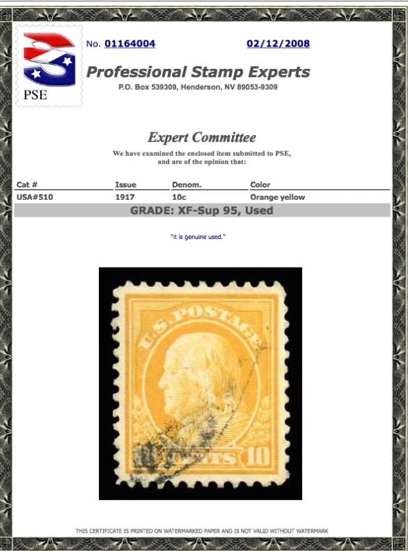 #510 Used PSE Graded 95, PSE Cert # 01164004 - Image 1 of 1