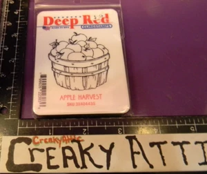 APPLE HARVEST WOOD BASKET 1 CLING RUBBER STAMP DEEP RED 3X404435 CREAKYATTIC - Picture 1 of 2