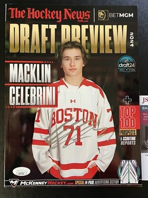 Macklin Celebrini Signed Hockey News Magazine Draft Preview JSA COA Sharks *READ - Image 1 of 4