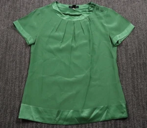 Banana Republic 100% Silk Button Shoulder Pleated Top Short Sleeve Women's XS - Picture 1 of 10
