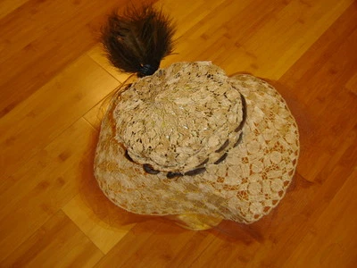Vintage Edwardian Teens crochet straw hat brimmed White House SF - Image 1 of 4