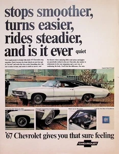 VINTAGE 1960s Print Ad ~ 1967 Chevrolet Impala Sport Coupe ~...that sure feeling - Picture 1 of 1