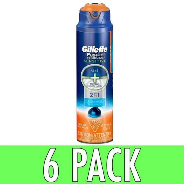 Gillette Fusion Proglide Sensitive 2 in 1 Ocean Breeze Men's Shave GEL - 6oz