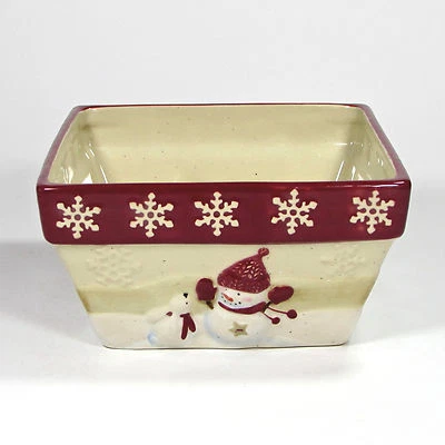 St. Nicholas Square WINTER WISHES 32oz Soup 5.75" Bowl Snowman Snowflake Red - Image 1 of 4
