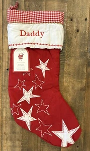 Retired Pottery Barn Kids Quilted STARS 20” Christmas Stocking: Monogram DADDY - Picture 1 of 8