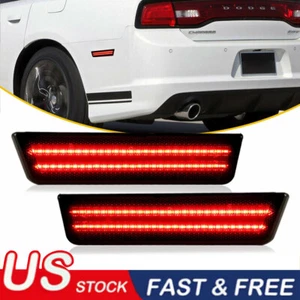 FOR DODGE CHALLENGER CHARGER RED LED REAR BUMPER SMOKE SIDE MARKER LIGHTS LAMP - Foto 1 di 12