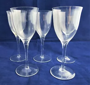 Clear Glass Stemware Wine Glasses Flare Rim Simple Classic Design Set of 5 - Picture 1 of 5