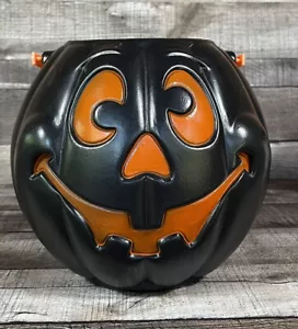 Vintage 1997 Grand Venture Black Blow Mold Jack O Lantern Pumpkin Halloween Pail - Bild 1 von 5