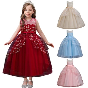Kids Flower Girls Pageant Wedding Bridesmaid Formal Long Maxi Dress Party Gown - Picture 1 of 39