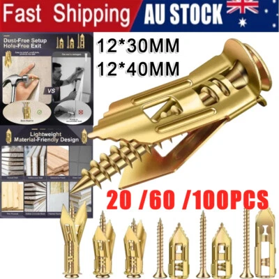 50-100PC Drywall Self-Drilling Anchors With Screws Kit No Drill Or Holes In Wall - image 1 of 4