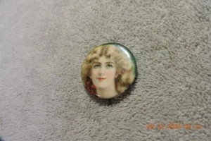Antique Whitehead & Hoag Pick Plug Cut Tobacco Woman's Portrait Advertising Pin - Picture 1 of 3