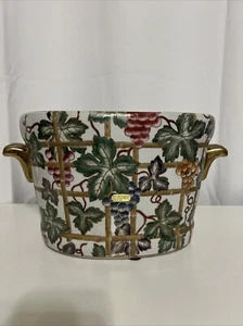 Vintage Oriental Accent Footbed Planter Bamboo & Grapevines - Picture 1 of 21